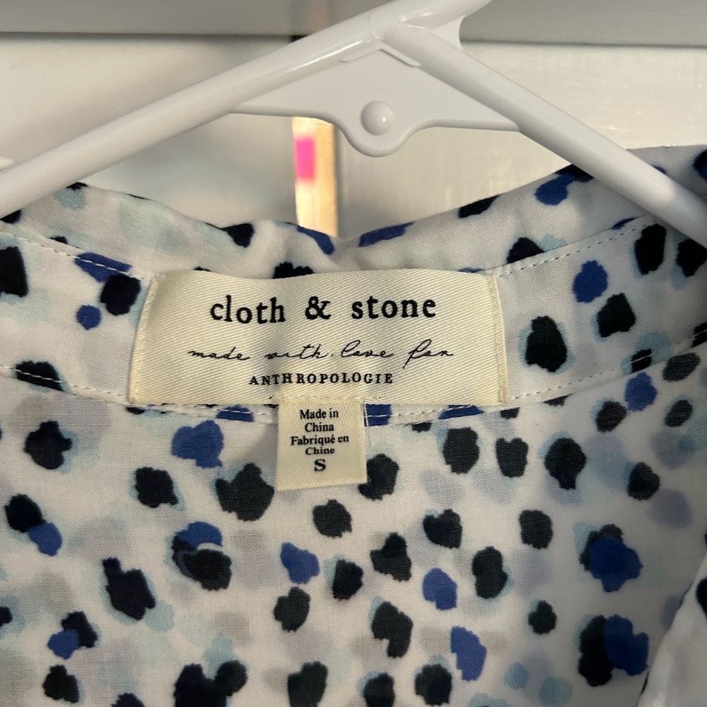 Anthropologie Cloth & Stone Blue and White Top